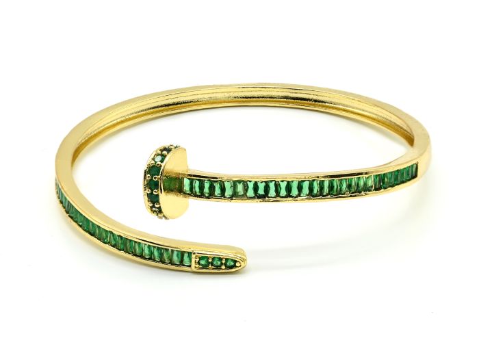 The bracelet "Nail" with zircons of the color emerald