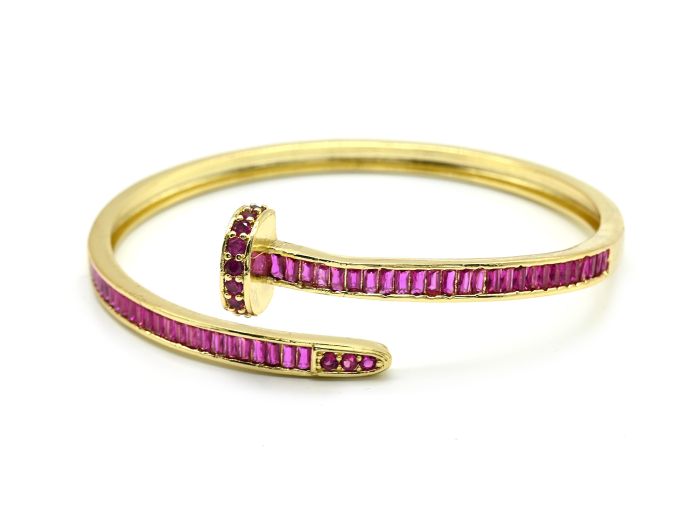 Bracelet "Nail" with zircons color ruby