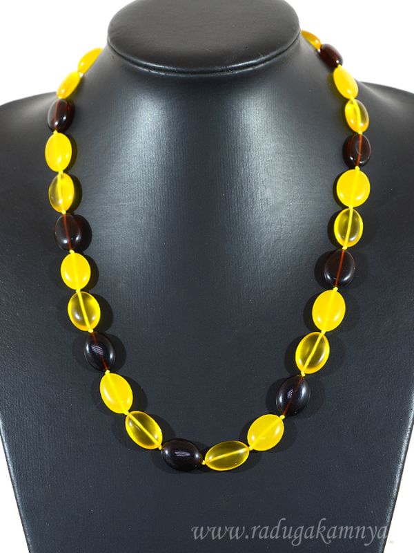 Amber beads vol.oval 13*18mm honey, honey-milk, cognac, 55cm