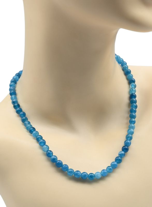 Beads made of calcite ball 6mm color azure, 40cm