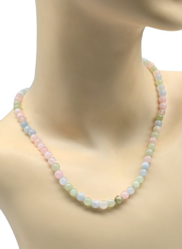 Beads made of calcite ball 6mm color.blue, pink, mint, 40cm