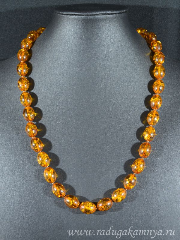 Amber beads oval 11*14mm St.cognac, 54cm