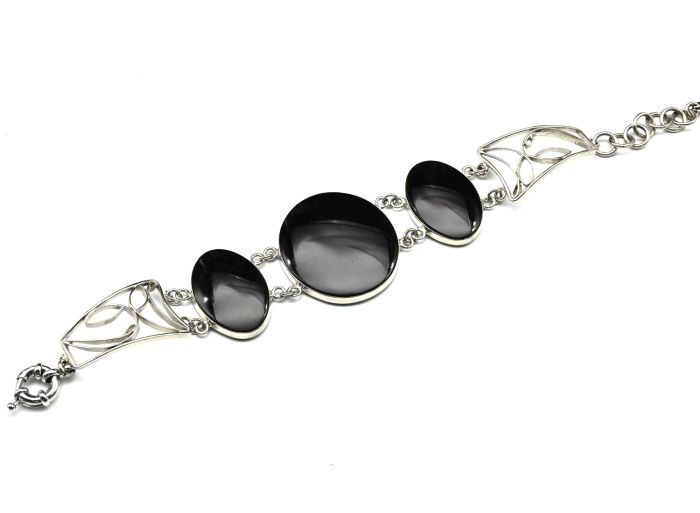 Obsidian gold bracelet, 18cm.