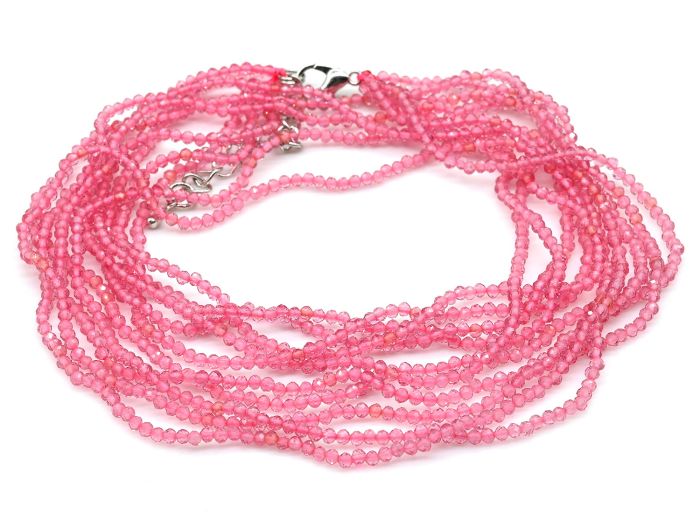 Zircon beads of 5 strands ball gr.2mm color.pink bright, 48cm