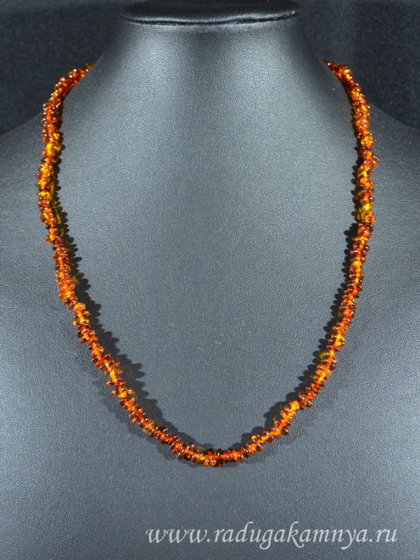 Amber beads cognac crumb, 50cm