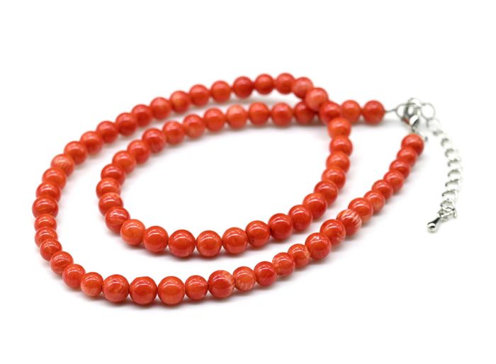 Coral Beads ball 5mm orange, 41cm