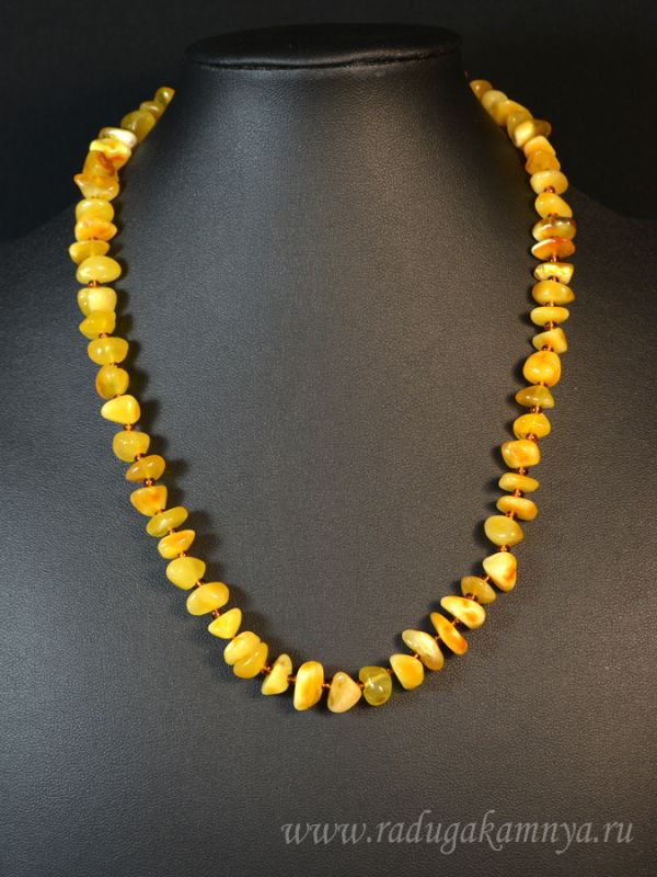 Beads made of amber crumb milky honey, 45cm