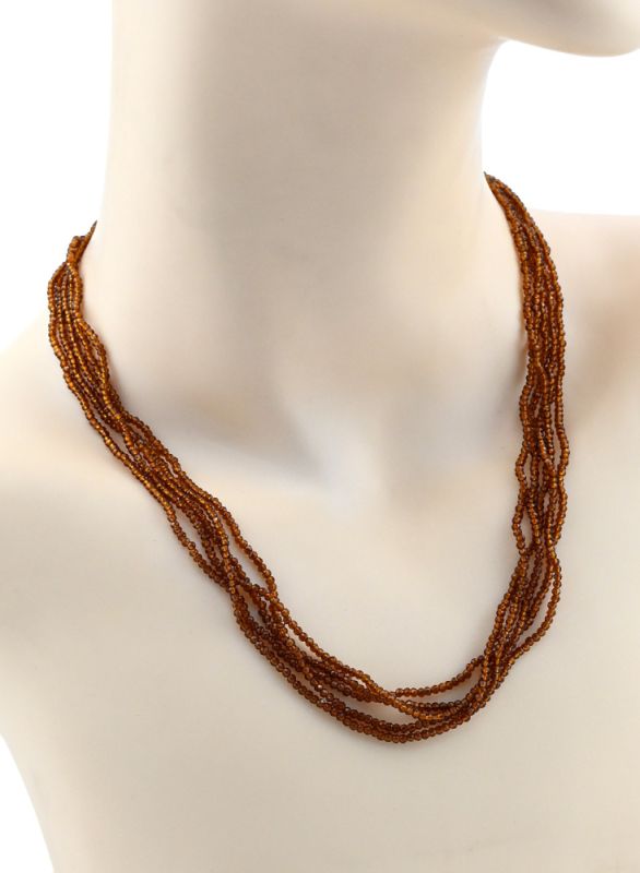 Zircon beads of 5 strands ball gr.2mm color.cognac, 46cm