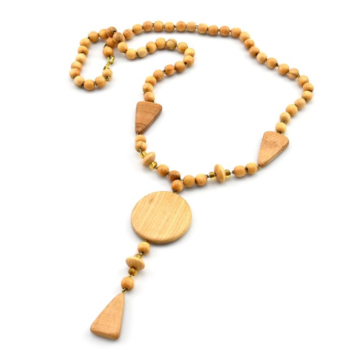 Beads made of wood with a Cloud pendant, 55cm