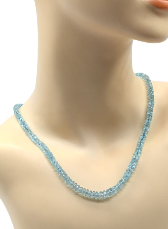 Topaz beads, blue-cut rondel, 49cm, 32.1g