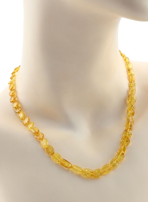 Amber beads snake ovals 7*9mm lemon color, 45cm