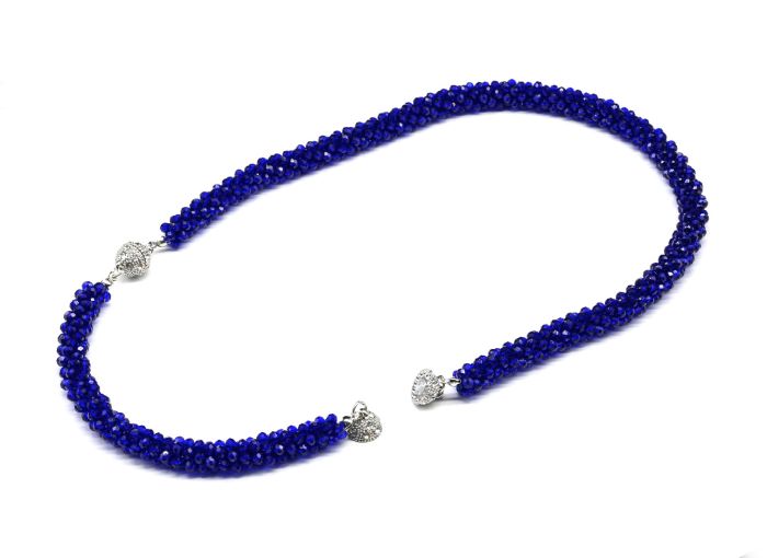 Beads and bracelet made of zircon "Harness" 1cm color. indigo, 47cm, 20cm.