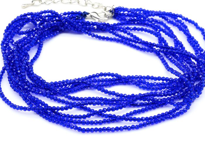 Zircon beads of 5 strands ball gr.2mm color.Bright blue, 48cm