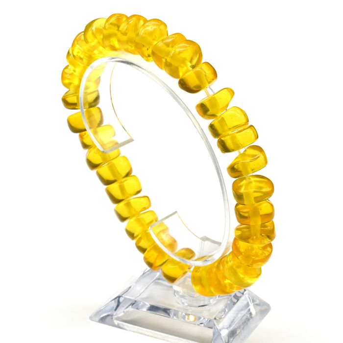 Artificial amber bracelet discs 13*5mm lemon color, 15cm