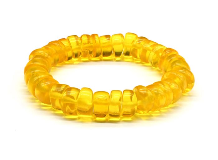 Artificial amber bracelet discs 13*5mm lemon color, 15cm