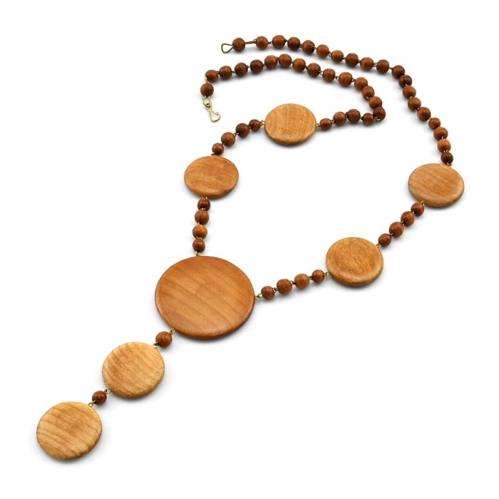 Beads made of wood with a Romantic pendant, 56cm