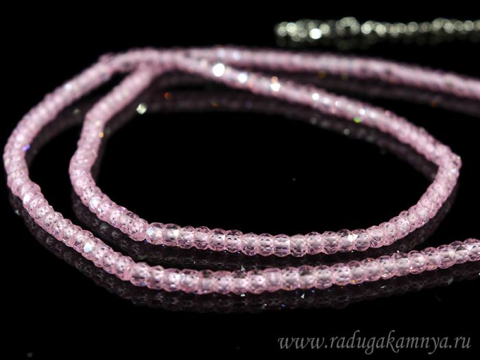 Beads made of Cubic zirconia ball gr.3mm, color pink, 45cm, 17g