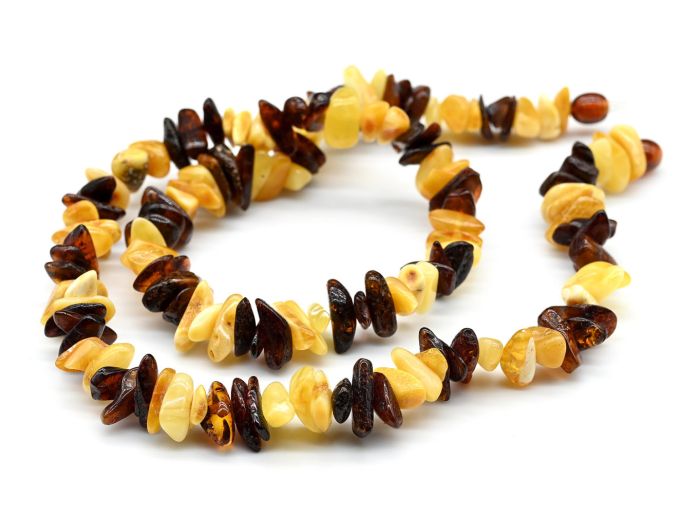 Amber beads galtovka milky honey, cognac, 50cm