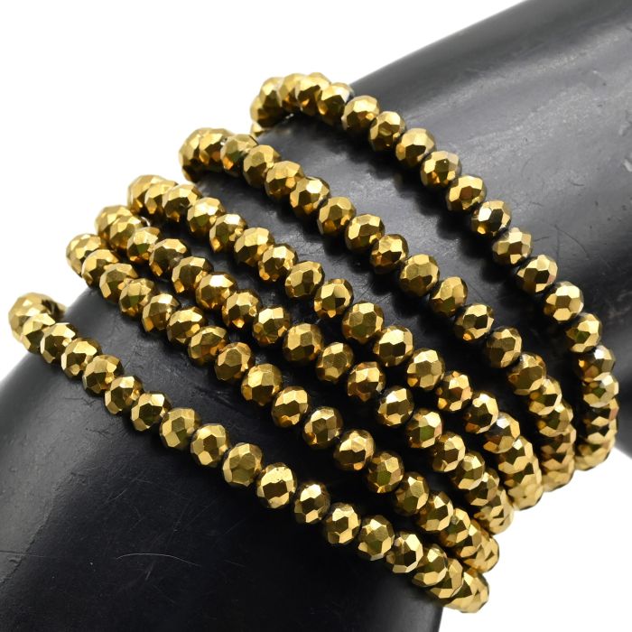 Beads bracelet with an elastic band made of zircon corn gr.4mm bronze, 84cm