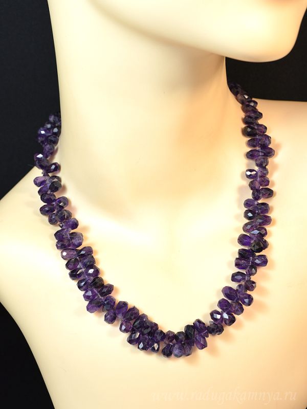 Beads made of Amethyst drop gr.6*8mm, 48cm, 54.69gr