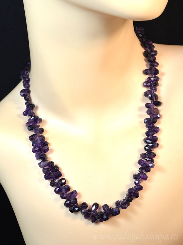 Amethyst beads drop gr.4*6mm, 49.5cm, 43.73gr