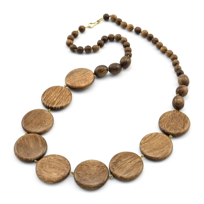 Beads Wooden Coins 23mm, 57cm