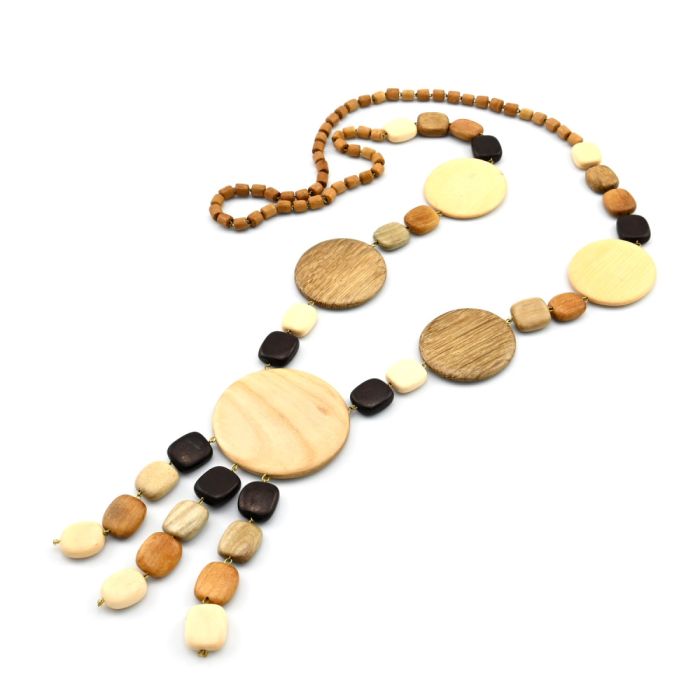 Beads made of Bella wood with a pendant, 85cm