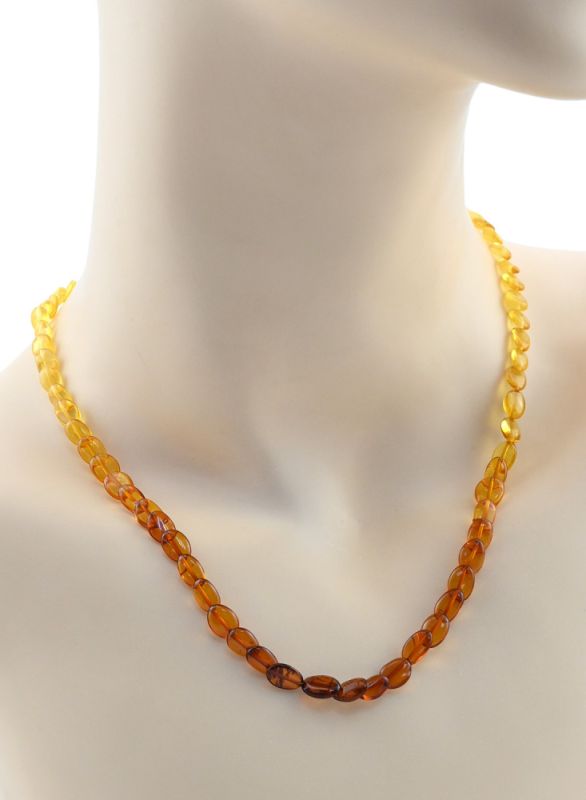 Amber beads snake ovals 5*7mm color. lemon-cognac rainbow, 45cm