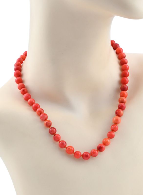 Coral Beads ball 7-8mm orange, 47cm