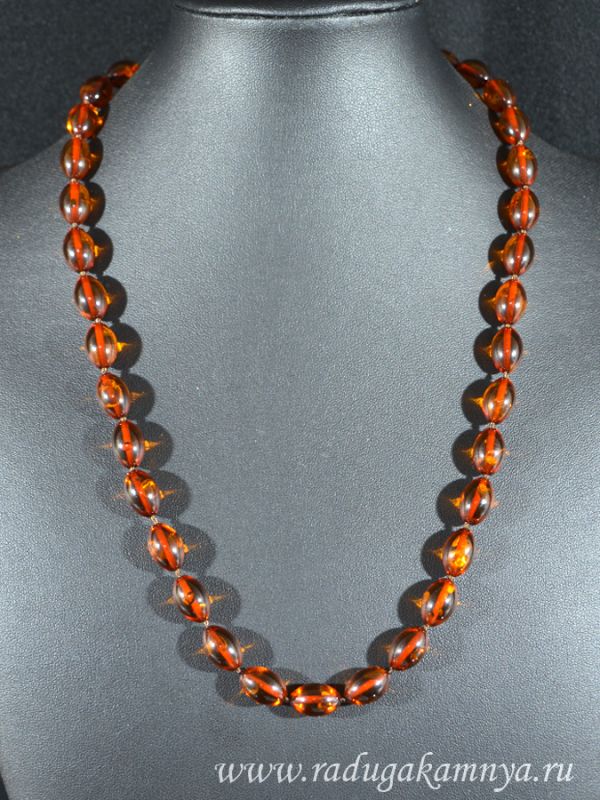 Amber beads fig 9*13mm cognac, 54cm