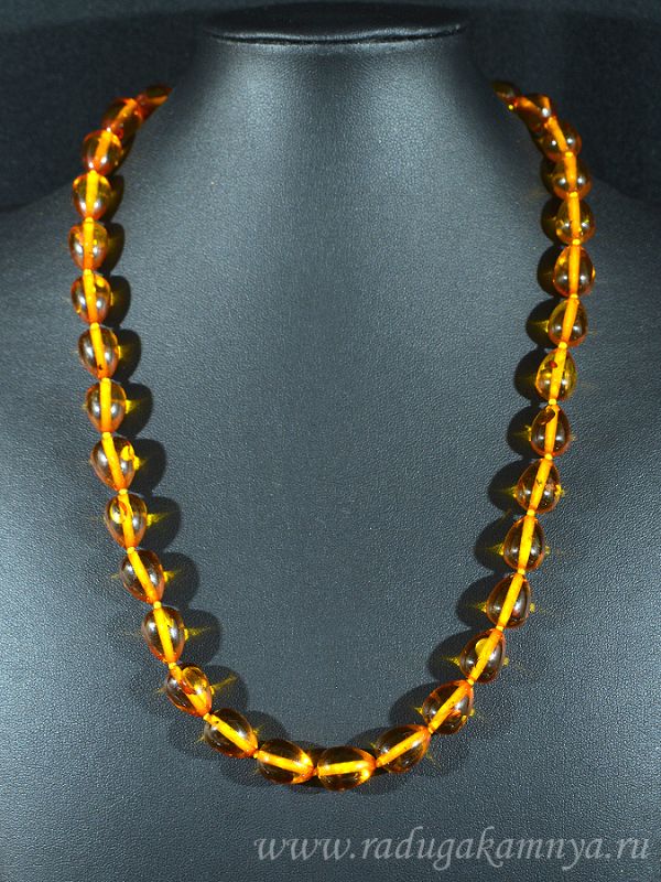 Beads made of amber droplet 10*13mm St.cognac, 54cm