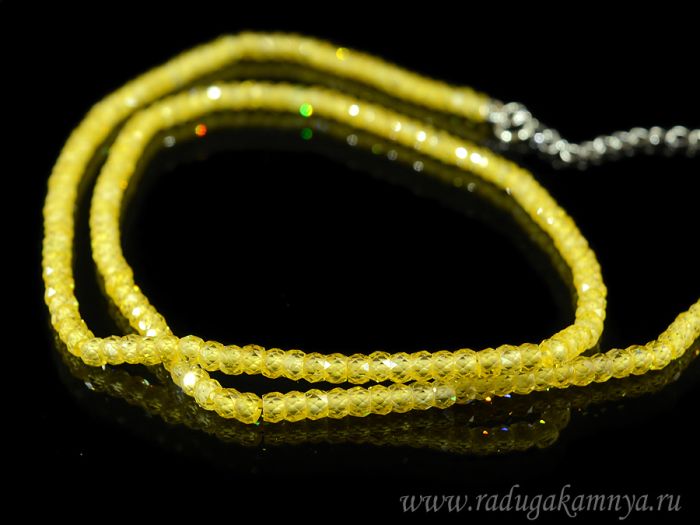 Beads made of Cubic zirconia ball gr.3mm, color yellow, 45cm, 17g