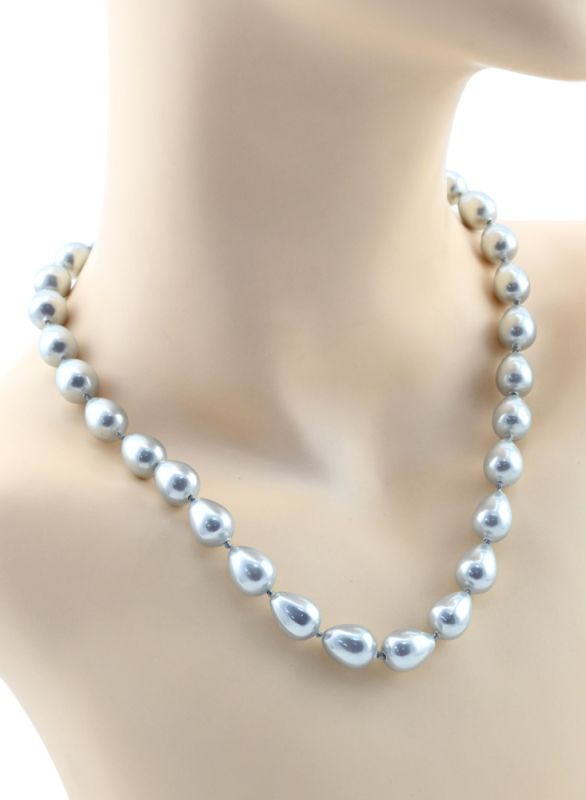 Beads from Mallorca drop 10*13mm color.grey, 46cm