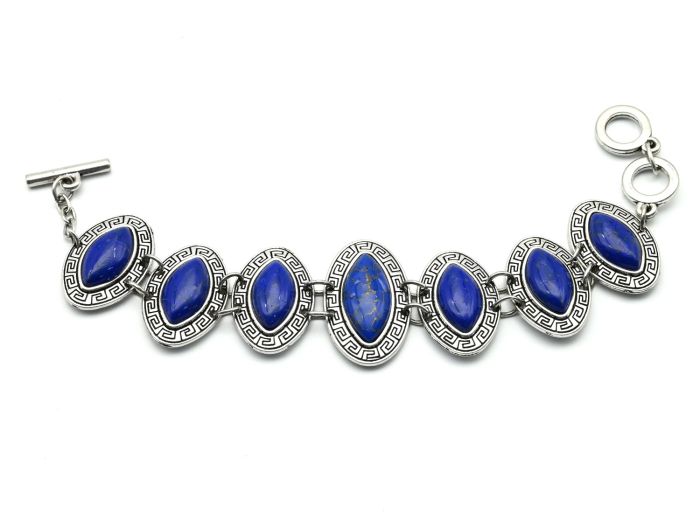 Bracelet based on metal with lapis lazuli (imitation), fig., 19-21cm