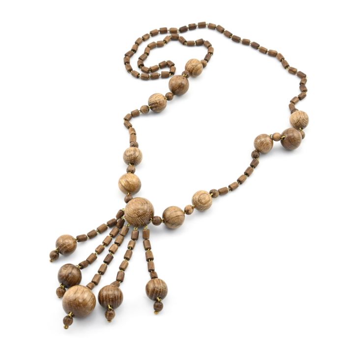 Wooden beads with pendant, 78cm