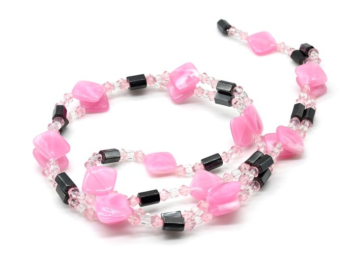 Magnetic beads bracelet with hematite 5*8mm, color pink, 95cm