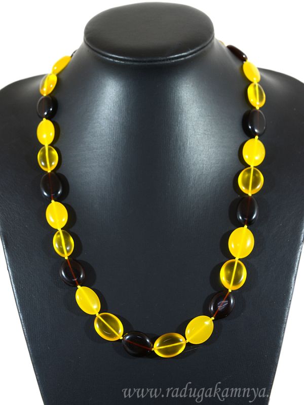 Amber beads vol.oval 13*17mm - 15*20mm honey, honey-milk, cognac, 60cm