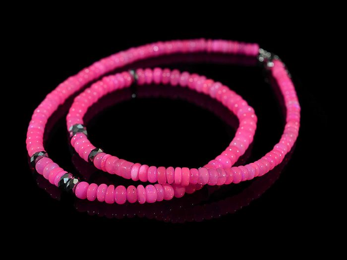 Opal beads tinted rondel 4-6mm color.pink neon, 46cm