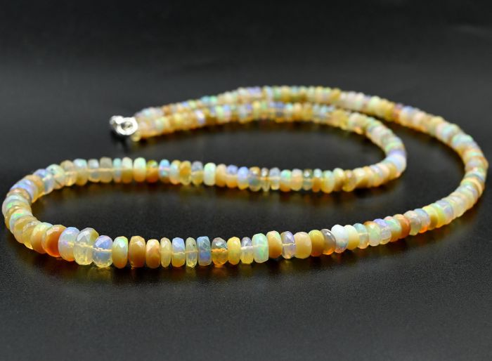 Opal beads cut rondel for an increase of 45cm, 11.9g