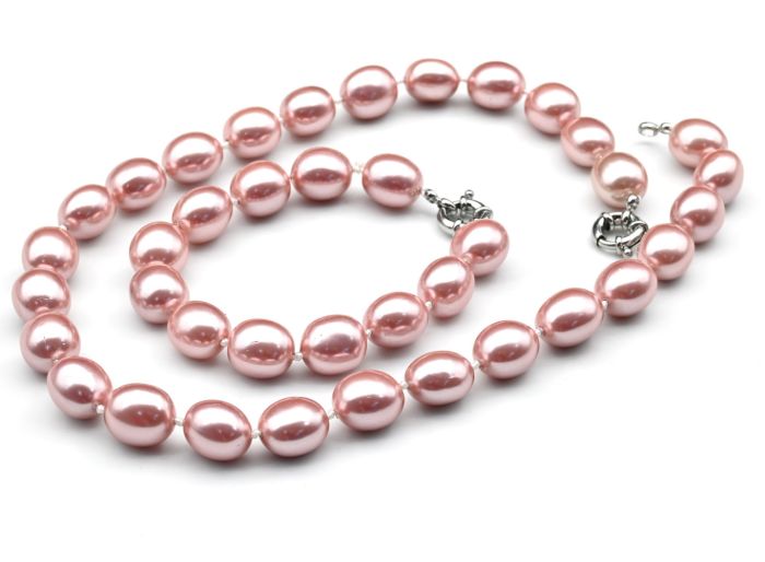 Beads, bracelet from Mallorca oval 13*15mm color.pink, 47; 20cm