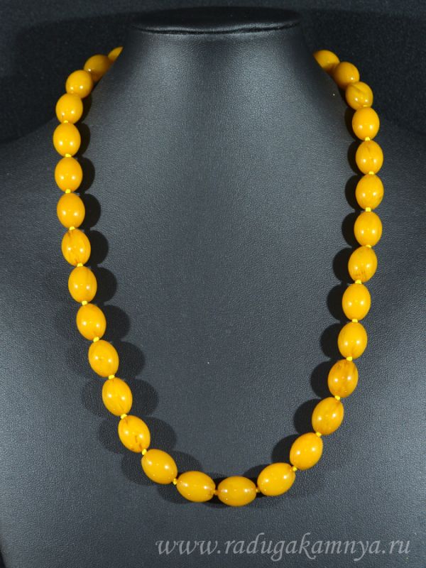 Amber beads oval 11*14mm caramel, 54cm