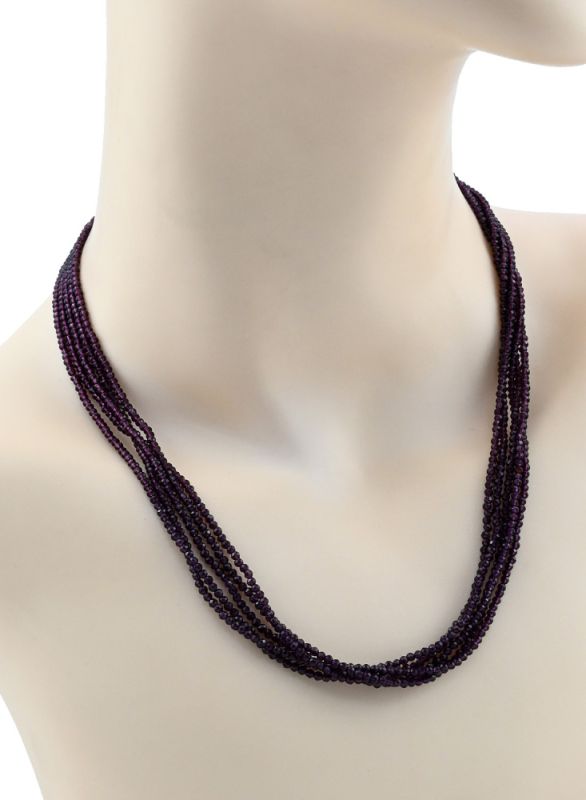 Zircon beads 5 strands ball gr.2mm color purple, 47cm