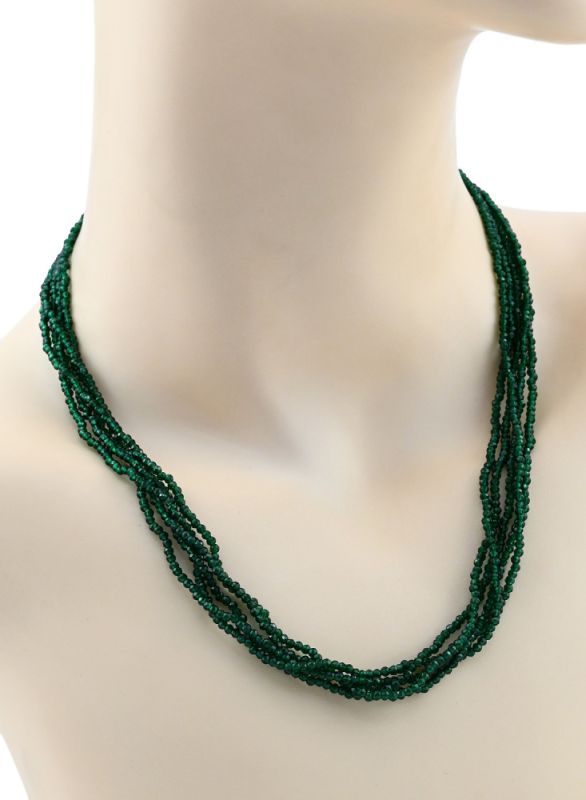 Zircon beads 5 strands ball gr.2mm color.emerald, 46cm