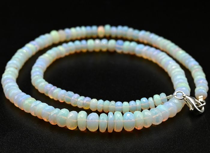 Opal beads cut rondel for an increase of 45cm, 15.5g