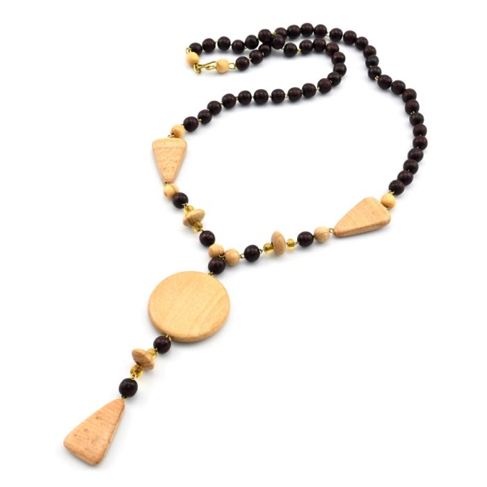 Beads made of wood with a Cloud pendant, 55cm