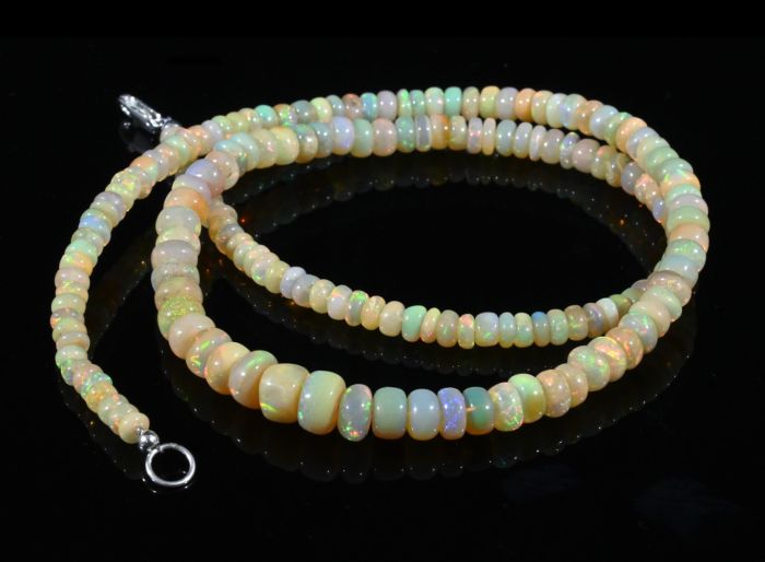 Opal rondel beads for an increase of 48cm, 13.8g