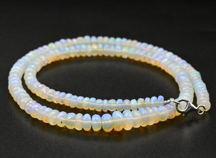 Opal beads cut rondel for an increase of 45cm, 15.5g