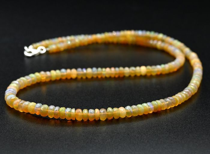 Opal beads cut rondel for an increase of 45cm, 8.9g