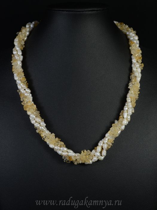 Pearl and citrine beads 4 strands, 50cm