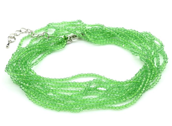 Zircon Beads 5 strands ball gr.2mm color green, 47cm